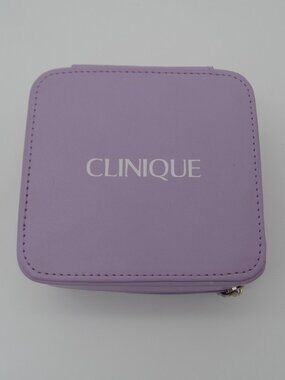 Clinique Lavender Travel Jewelry Zip Around Fabric Lined Square Case